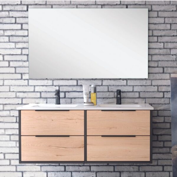 Mueble de baño suspendido acabado madera