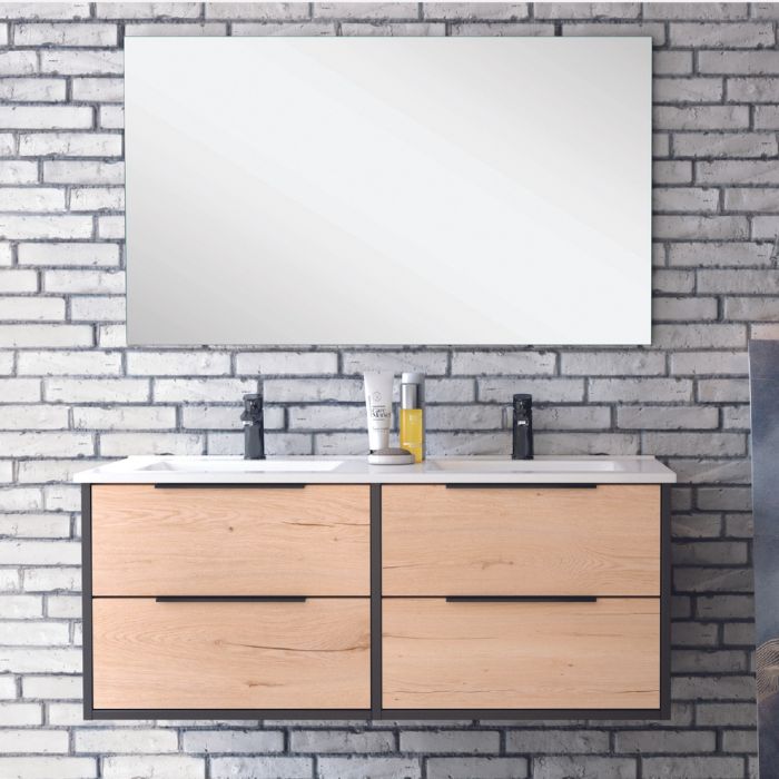 Mueble de baño suspendido acabado madera
