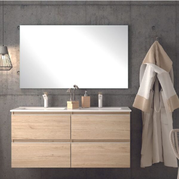 Mueble de baño suspendido en acabado bambú