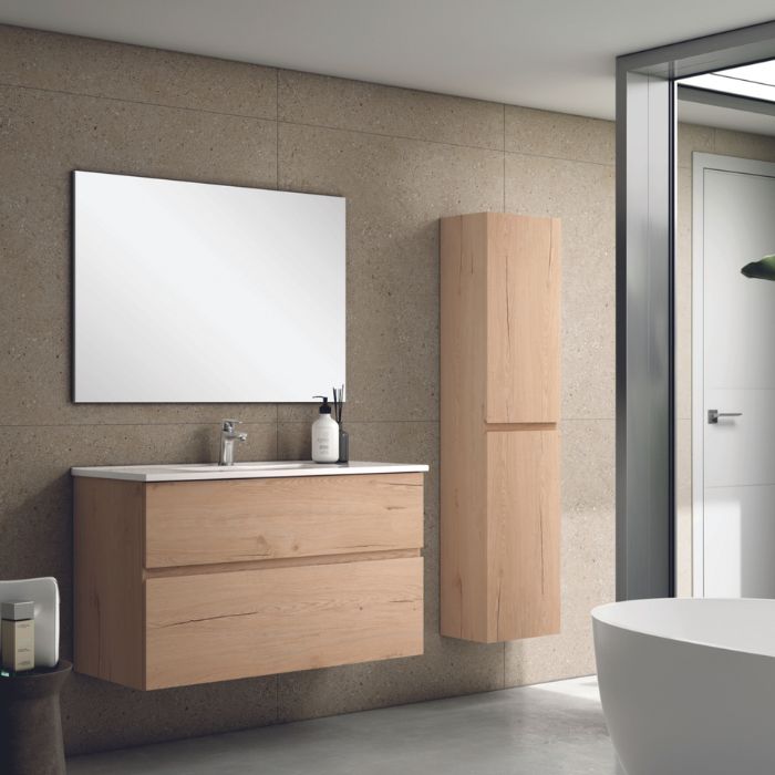 Mueble de baño suspendido acabado roble